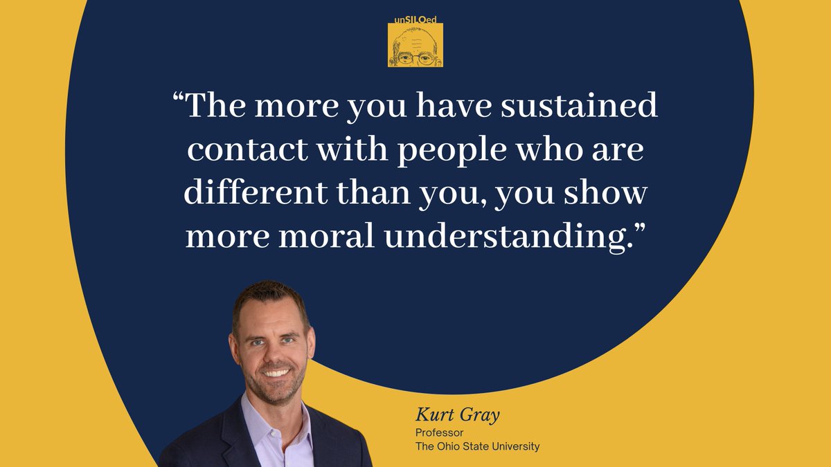 UnsiloedPodcast's tweet image. Explore the psychology behind morality with @kurtjgray. Greg and Kurt discuss how moral disagreements stem from differing perceptions of harm, the impact of evolutionary psychology, and the role of empathy in bridging divides. The episode is available at buff.ly/VizBS4D