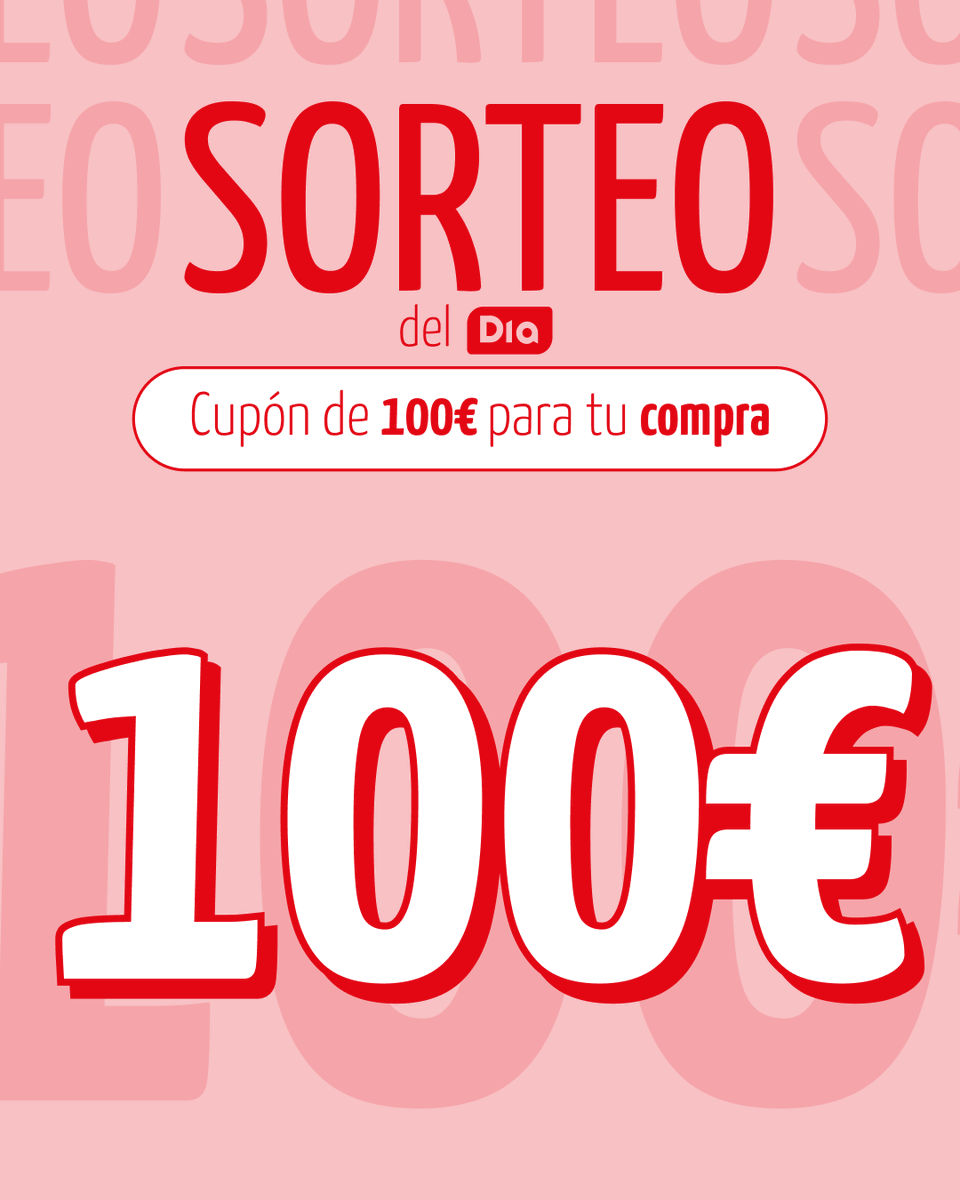 💦 Sorteo del Dia 💦

Tu paguita extra de verano ya está aquí ¡Puedes conseguir un cupón de 100€ para tus compras en Dia!

¿Cómo participar?

• ¡Síguenos!
• Menciona a un amigo y usa el #SorteoDelDia
• Like y RT

👉 Tienes hasta el 1 de julio (incluido) para participar.

🍀