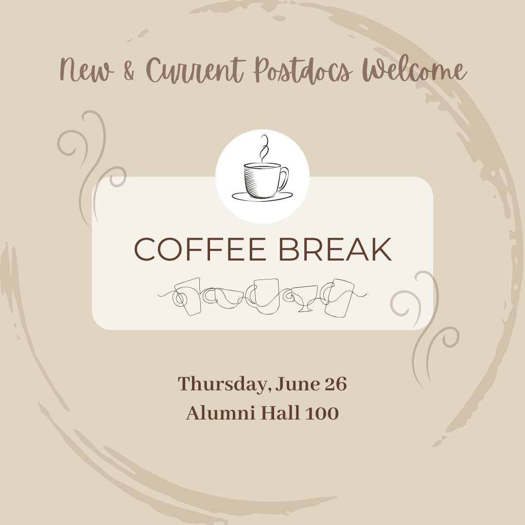 VandyOPA's tweet image. Join us for our June Coffee Break tomorrow on Thursday, June 26 between 9-10AM in Alumni Hall Lounge, 100. RSVPs are encouraged, but not required. Come meet your fellow postdocs and start your day with a fresh cup of coffee or tea.
Register here: events.vanderbilt.edu/provost/event/…