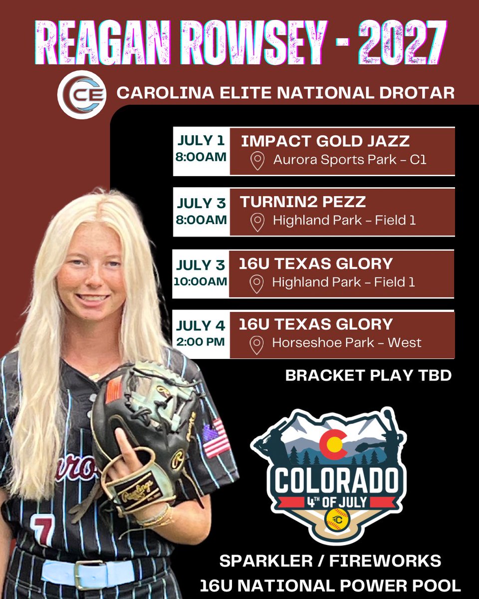 Reagan Rowsey 2027 (@reaganrowsey) on Twitter photo ‼️ Next stop - Denver, Colorado ‼️
Safe travels to all. Coaches we would love for you to come watch <a href="/CESC_Drotar/">Carolina Elite National Drotar</a>!
<a href="/ExtraInningSB/">EXTRA INNING SOFTBALL</a> <a href="/LineDsoftball/">Line Drive Media</a> <a href="/D1Softball/">D1Softball</a> <a href="/SoftballDown/">Down South Softball</a> <a href="/FGS_softball/">FLATGROUND Softball</a> <a href="/CoastRecruits/">Coast 2 Coast Recruits</a> <a href="/SBRRetweets/">Softball Recruiting Reposts</a> <a href="/LegacyLegendsS1/">Legacy & Legends Softball</a> <a href="/COSparkFire/">CO 4th of July</a> ‼️ Next stop - Denver, Colorado ‼️
Safe travels to all. Coaches we would love for you to come watch <a href="/CESC_Drotar/">Carolina Elite National Drotar</a>!
<a href="/ExtraInningSB/">EXTRA INNING SOFTBALL</a> <a href="/LineDsoftball/">Line Drive Media</a> <a href="/D1Softball/">D1Softball</a> <a href="/SoftballDown/">Down South Softball</a> <a href="/FGS_softball/">FLATGROUND Softball</a> <a href="/CoastRecruits/">Coast 2 Coast Recruits</a> <a href="/SBRRetweets/">Softball Recruiting Reposts</a> <a href="/LegacyLegendsS1/">Legacy & Legends Softball</a> <a href="/COSparkFire/">CO 4th of July</a>