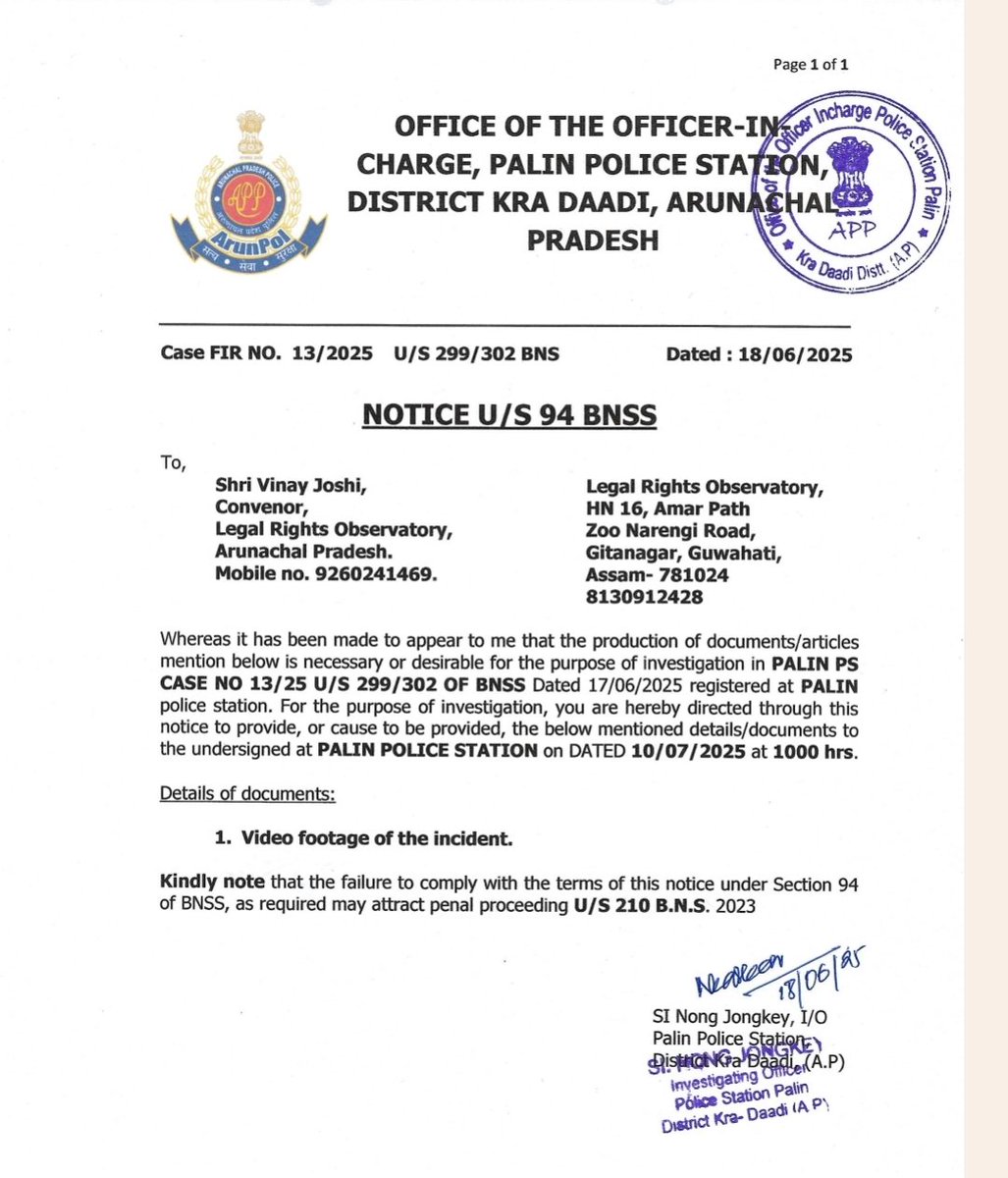 Historic Day in the history of North East India's indigenous faith communities!
Arunachal Pradesh police has registered an FIR against Christian MLA Nikh Kamin who had openly insulted age old indigenous faith followers of the state upon which LRO had lodged a complaint against