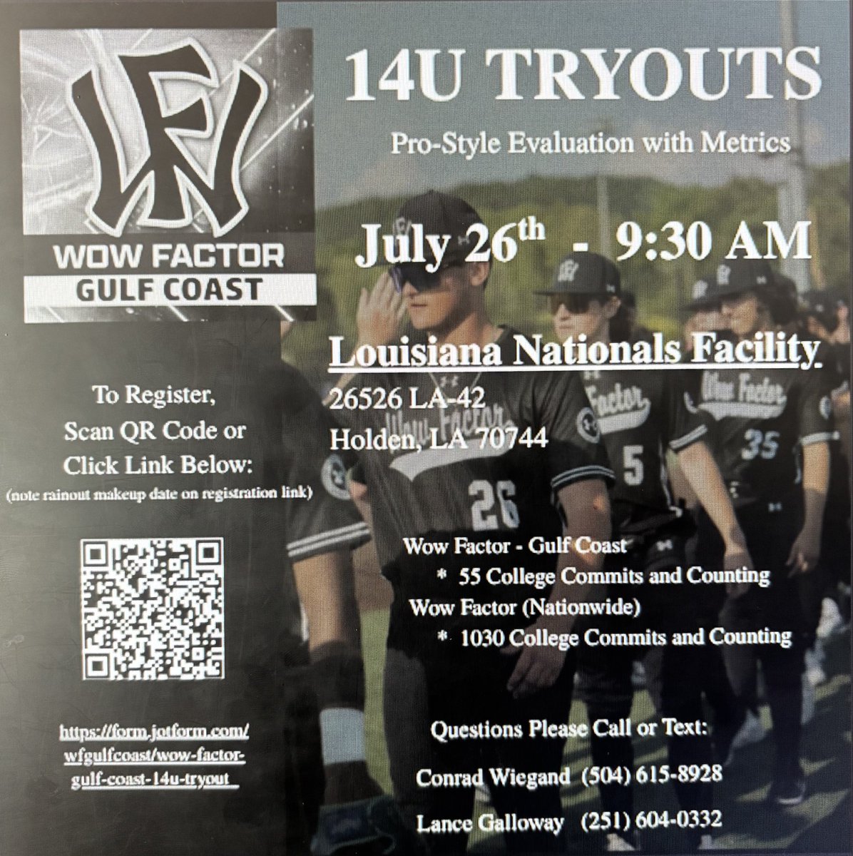 jr_wiegand's tweet photo. Tryout date is set.
Come join WFGC. 
14u age eligible players across Gulf Coast. 
@EinhardtEvin 
@wf_gc_15scout 
@LA_Nationals 
@LanceGalloway8 
@WowFactorScout1 
@2DsportsLA 
@2DsportsMS 
@NorthshorePrepR 
@WowFactorNation 
@2D_sports 
@PerfectGameUSA 
@roosterball https://t.co/mOnDeJMX9W