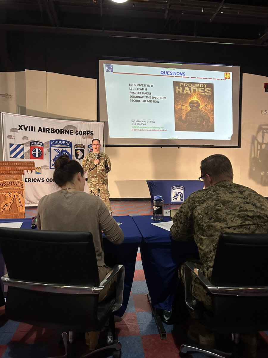 SSG Mawson from <a href="/18airbornecorps/">XVIII Airborne Corps & Fort Bragg</a>’ 18th Field ArtilleryBrigade is burning it down with his Dragon’s Lair pitch on Project Hades! 🔥