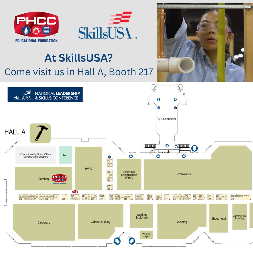 Are you onsite at SkillsUSA? Join us at the plumbing contest and our booth (#217 in Hall A) to witness the future of skilled trades in action! 🔧

#PHCC Educational Foundation #PHCC Academy #PHCC National Association  #SkillsUSA #NLSC2025 #NationalChampions #CTE #Plumbing