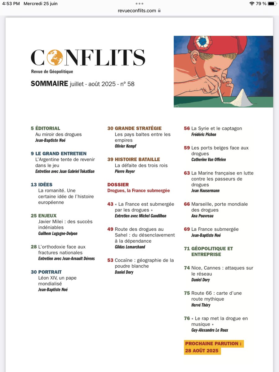 ObsCIcrim's tweet image. En kiosque demain, le numéro 58 de la @revueconflits avec un dossier sur les trafics de drogue.
