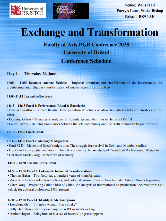 Bristol Faculty of Arts PGR Conference 2025 tweet media