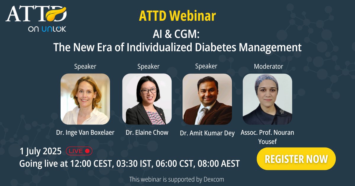 Honored to speak at the #ATTDonUNLOK Webinar on 1 July, 12:00 CEST! 

Will be speaking about use of #AI and #CGM for dietary and lifestyle interventions in #prediabetes.

Practical sharing with real life cases.

Register FREE now: invt.io/1txbx7fv7bg 

 #UNLOKEducation