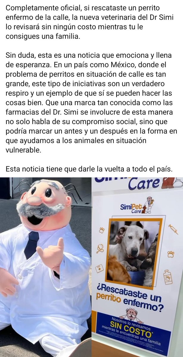 Mil gracias <a href="/drsimioficial/">Dr Simi ®</a> , cuando realmente se quiere ayudar se puede hacer, tanto personas, empresas o el propio gobierno, cuando no se quiere ni aunque se tenga el poder como algunas autoridades.