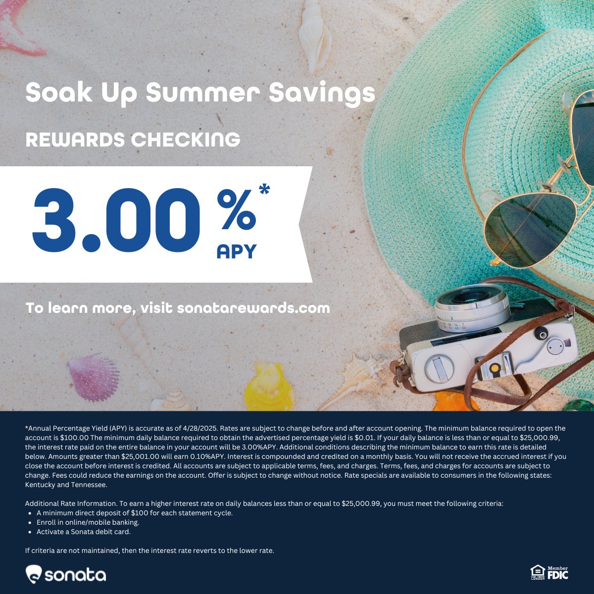 SonataBank21's tweet image. Make the most of your summer spending with Sonata Rewards Checking! Stay on top of your finances with smart digital tools that help you budget, save, and plan. See how at sonatabank.com/rewards.
#sonata #sonatabank #rewardschecking #finance #savings