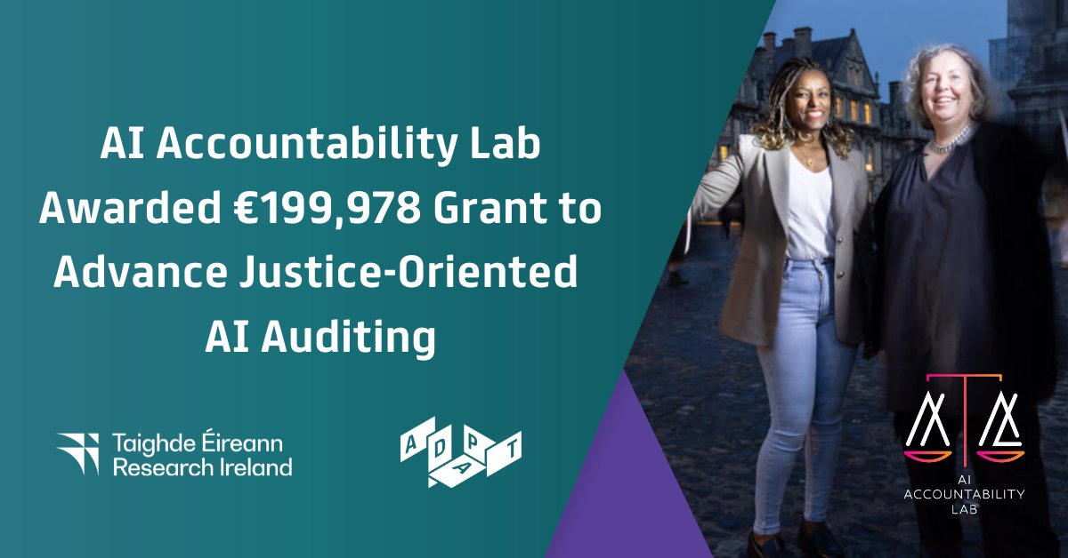 The ADAPT Centre (@adaptcentre) on Twitter photo The AI Accountability Lab at ADAPT & <a href="/tcddublinscss/">School of Computer Science and Statistics, TCD</a>, led by Dr. Abeba Birhane, has been awarded €199,978 by the <a href="/EuropeanAIFund/">European AI & Society Fund</a> to support AIAL's mission to develop a justice-oriented audit framework that integrates computational methods, theories of justice, and existing The AI Accountability Lab at ADAPT & <a href="/tcddublinscss/">School of Computer Science and Statistics, TCD</a>, led by Dr. Abeba Birhane, has been awarded €199,978 by the <a href="/EuropeanAIFund/">European AI & Society Fund</a> to support AIAL's mission to develop a justice-oriented audit framework that integrates computational methods, theories of justice, and existing