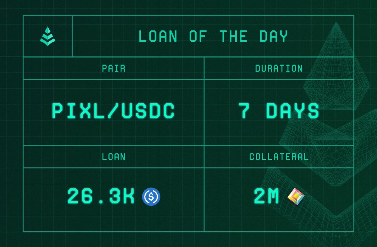 Lone $PIXL holder locked 1.75M of $PIXL to secure a 26.3K $USDC loan for a week. Stay afloat, ARF 🦭