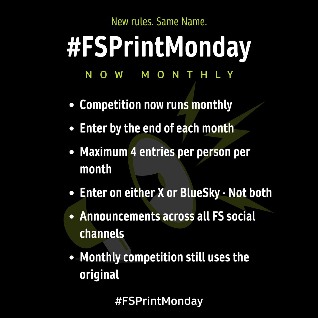 📣 #FSprintmonday is now monthly!

🎞️ Max 4 entries

🗓️ Deadline = end of each month
📍 Post on X OR BlueSky — don't # both platforms
🏆 Winners shared on all FS socials

👉 Full T&amp;C's: fotospeed.com/fsprint-monday

#fsprintmonday #ForEveryPrint