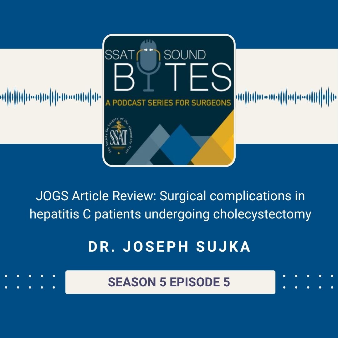 🎙️New #SSATSoundbites!
Dr. Joseph Sujka reviews a JOGS article on surgical complications in Hep C patients undergoing cholecystectomy.

🎧 Season 5, Ep 5 – Listen now: ow.ly/XAW750WePQc

#SurgeryPodcast #JOGS #HepatitisC