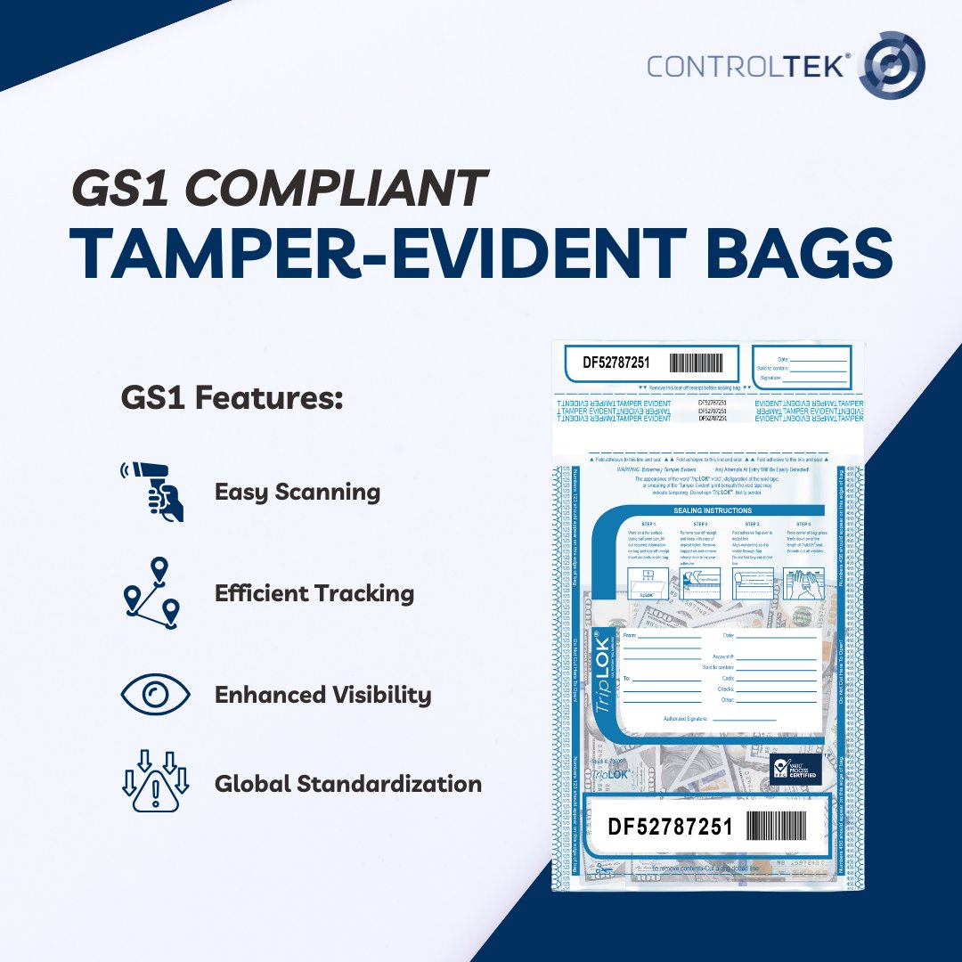 When every scan counts, trust the bag that delivers. CONTROLTEK’s GS1-compliant tamper-evident bags offer easy scanning, efficient tracking, and global standardization—built for visibility, made for security.