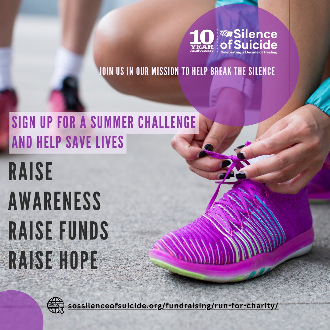 🏃‍♂️💜 Get fit. Do good. Join a fundraiser this summer &amp; help save lives while boosting your health. Sign up now 👉 sossilenceofsuicide.org/fundraising/ru…
#GetActive #FundraiseForSOS #YouCanMakeADifference