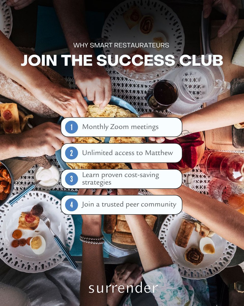 MatthewMabel's tweet photo. Why go it alone when others aren't?

Join the Restaurant Owners Success Club, a community where multi-unit restaurant owners connect, share insights, and grow together. Led by industry veteran Matthew Mabel.

🔗 Learn More: https://t.co/A7ifW76Bl2 

#RestaurantSuccess#Hospitality https://t.co/4ko1yLezEs