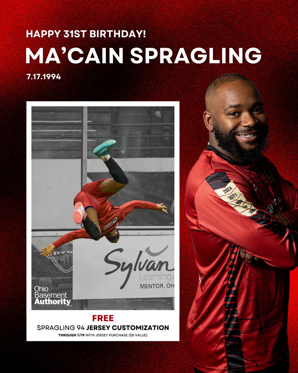 Happy Birthday to Ma'Cain "The Train" Spragling🚂🎈

Ma'Cain has been with the Crunch for 5 seasons and has played in 46 matches recording 38 goals, 31 assists and 69 points.

Happy Birthday, Ma'Cain! 🎂 Presented by <a href="/OhioBasementAth/">Ohio Basement Authority</a>

Get a FREE Spragling jersey customization