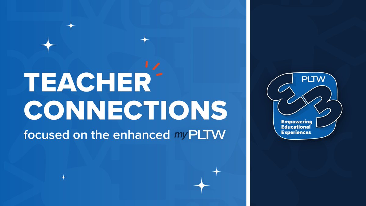 PLTWorg's tweet image. LEARN...🔌 CONNECT...💪 EMPOWER...🏆 SUCCEED.
Register for our FREE "Teacher Connections" events happening throughout July and August.
These virtual events are designed to help PLTW teachers connect and learn more about the enhanced myPLTW platform, in preparation for the…