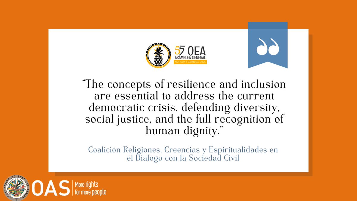 🚀 The Civil Society Dialogue at the 55th Assembly is in full swing! 🌍

Check out the impactful ideas and proposals presented by the coalitions during Segment 4:

📲 Watch the live stream here: youtube.com/watch?v=1xG-CB…

#OASDialogue #55GA #OASassembly