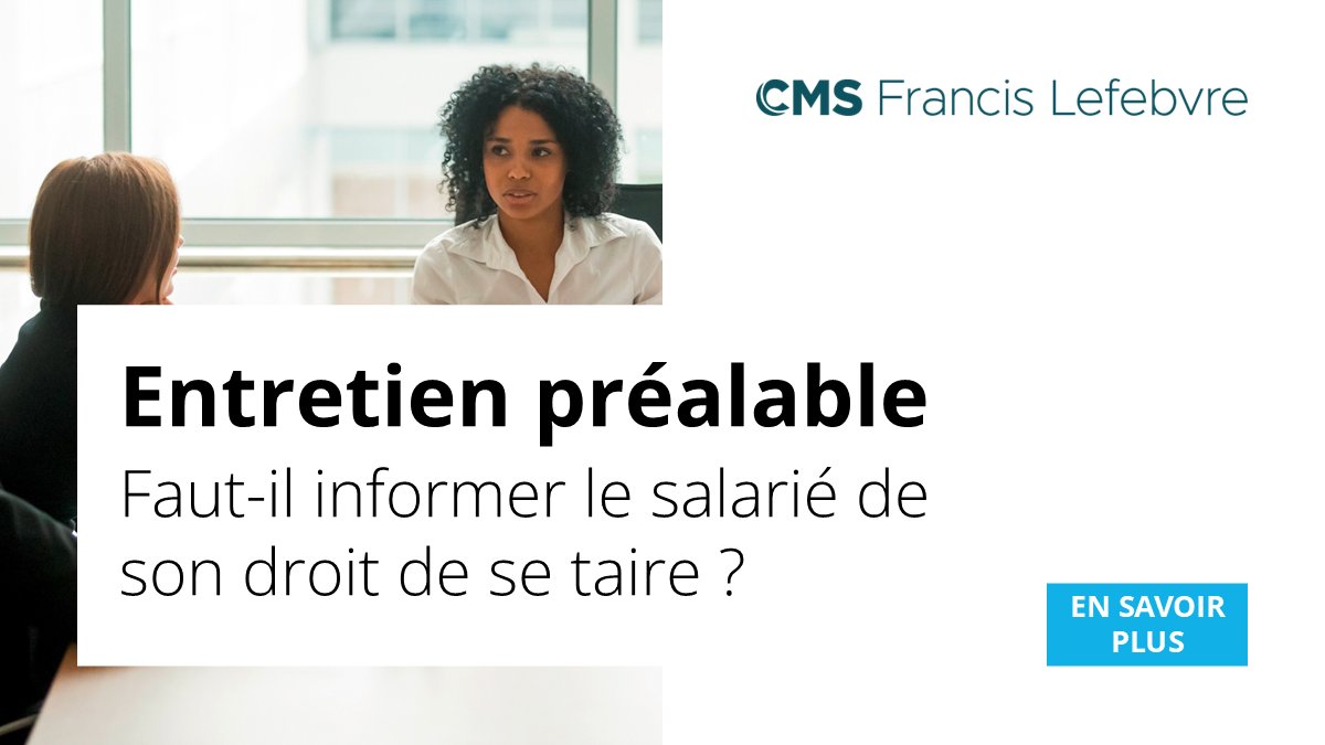 [#Flash] 📢Le Conseil d'État renvoie une QPC au Conseil constitutionnel sur le droit de se taire lors des entretiens préalables à un licenciement. Impact potentiel majeur pour les entreprises ! Tous nos éclairages ⬇️
cms.law/fr/fra/news-in…
#DroitSocial #RH #Licenciement #QPC