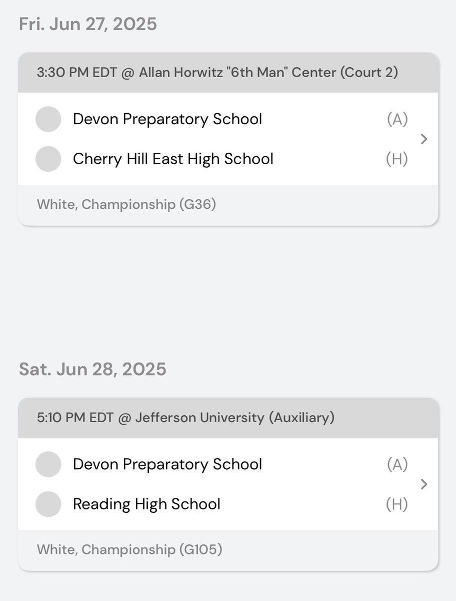 Cooper Fairlamb (@coopfair2027) on Twitter photo College coaches, here is my schedule for my second session of Philly Live with <a href="/DevonPrepBBall/">Devon Prep ๐๐๐</a>. <a href="/CoachPManning/">Coach Paul Manning</a> <a href="/PhillyHSLive/">Philly HS</a> <a href="/EliteHSscouting/">ELITE High School Scouting</a> <a href="/PAHoopsAcademy/">PA Hoops Academy</a> <a href="/HoopGroupEamonn/">Eamonn Mahar</a> <a href="/brianpetro4/">Brian Petruzzelli</a> <a href="/HGSL_HoopGroup/">HGSL</a> College coaches, here is my schedule for my second session of Philly Live with <a href="/DevonPrepBBall/">Devon Prep ๐๐๐</a>. <a href="/CoachPManning/">Coach Paul Manning</a> <a href="/PhillyHSLive/">Philly HS</a> <a href="/EliteHSscouting/">ELITE High School Scouting</a> <a href="/PAHoopsAcademy/">PA Hoops Academy</a> <a href="/HoopGroupEamonn/">Eamonn Mahar</a> <a href="/brianpetro4/">Brian Petruzzelli</a> <a href="/HGSL_HoopGroup/">HGSL</a>