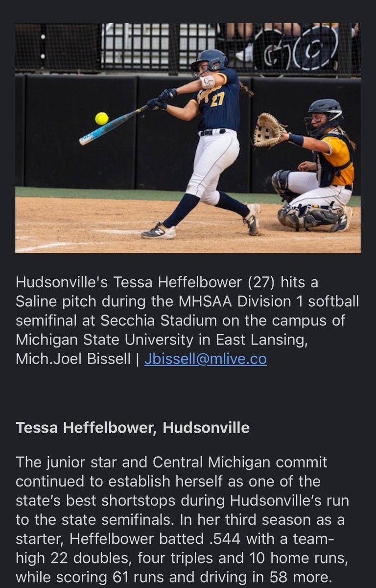 Thank you <a href="/MLiveSports/">MLive Sports</a> for naming me First-Team Infielder on the Grand Rapids area dream team!