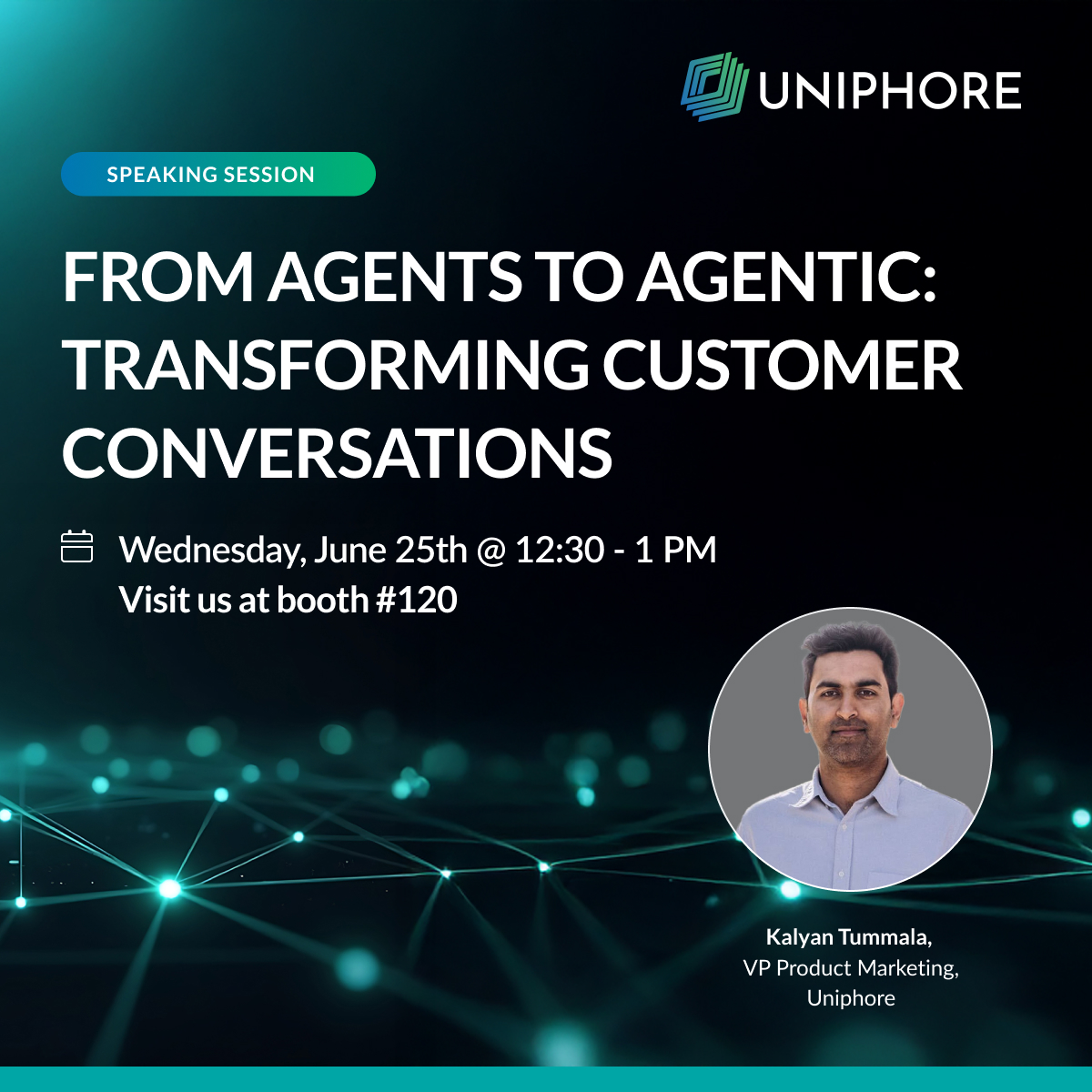 uniphore's tweet image. Join Kalyan Tummala, Vice President of Product Marketing at #Uniphore, at 12:30 PM CDT as he shares how leading enterprises are transforming customer conversations with #AgenticAI.

🕒 Time: 12:30 PM to 1:00 PM CDT
📍 Location: Forrester CX Summit

#Forrester #AgenticAI #ForrCX