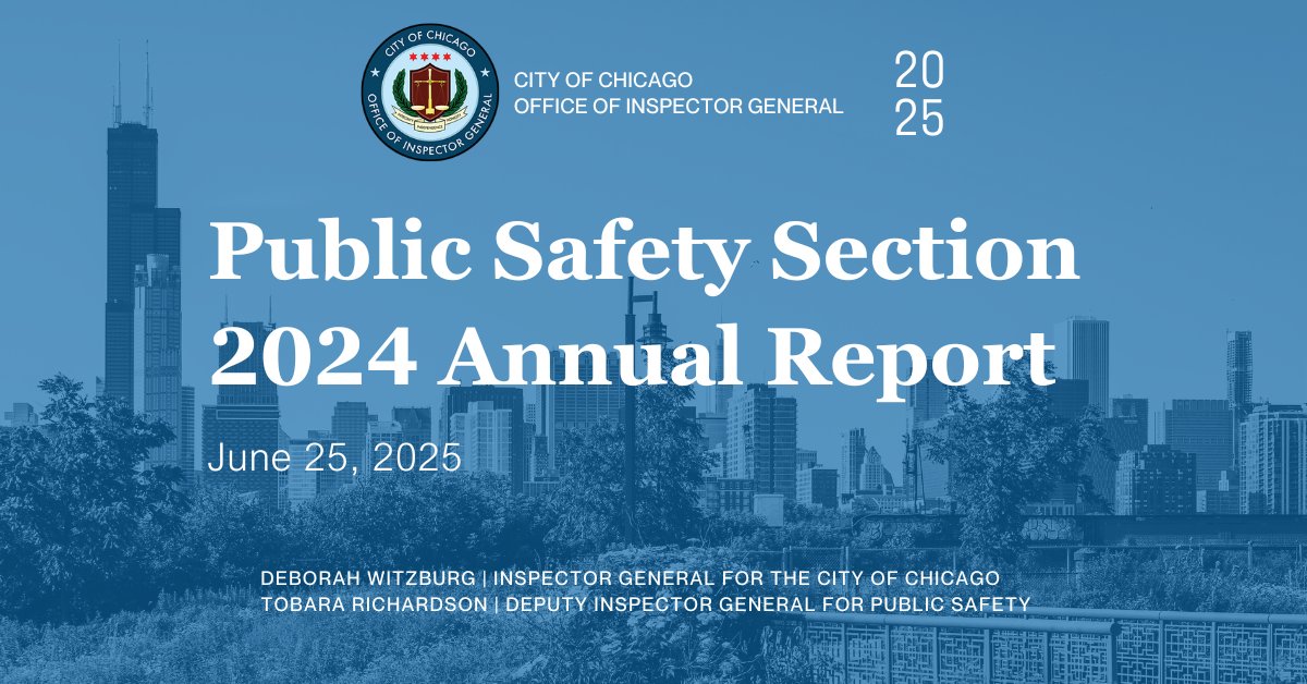 ChicagoOIG's tweet image. OIG’s Public Safety Section strives to create a safer, fairer, and more transparent public safety system for residents and officers committed to serving and protecting. 

🔗 igchicago.org/publications/p…

#PublicSafety