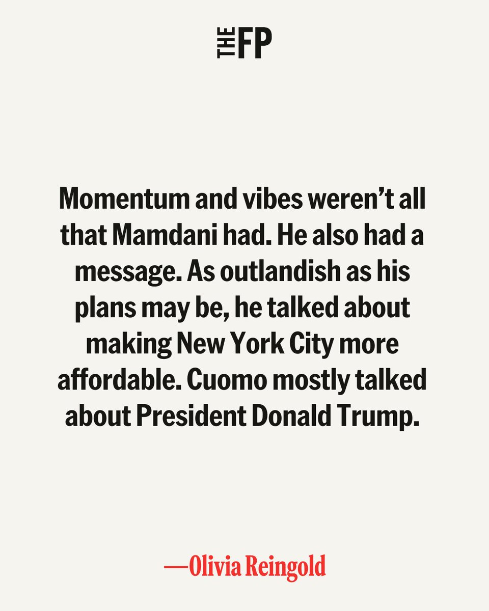 The Free Press (@thefp) on Twitter photo The FP’s <a href="/Olivia_Reingold/">Olivia Reingold</a> has been reporting on Zohran Mamdani’s campaign for months. She explains why the 33-year-old socialist won. The FP’s <a href="/Olivia_Reingold/">Olivia Reingold</a> has been reporting on Zohran Mamdani’s campaign for months. She explains why the 33-year-old socialist won.