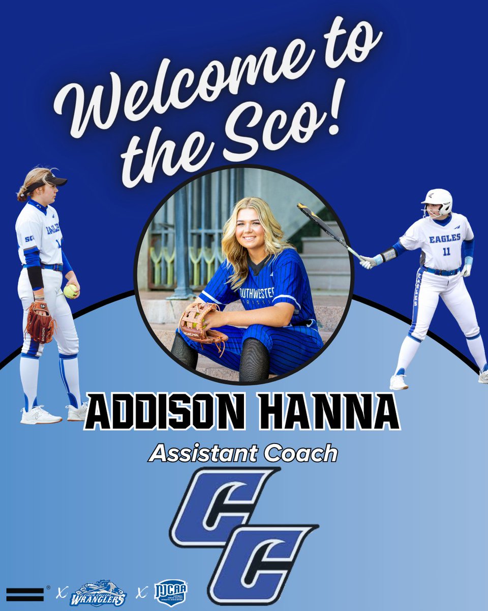 Cisco College Softball (@ciscocollegesb) on Twitter photo Please help us welcome our New Assistant Coach Addison Hanna! <a href="/CoachAHanna/">Coach Hanna</a> is Grad. of Southwestern Christian Univ. & help lead the eagles to back to back NCCAA World Series appearances. The Lefty Pitcher/Hitter hails from Lawton, OK.
Welcome to the Sco, Coach Hanna!
#WranglerUp Please help us welcome our New Assistant Coach Addison Hanna! <a href="/CoachAHanna/">Coach Hanna</a> is Grad. of Southwestern Christian Univ. & help lead the eagles to back to back NCCAA World Series appearances. The Lefty Pitcher/Hitter hails from Lawton, OK.
Welcome to the Sco, Coach Hanna!
#WranglerUp