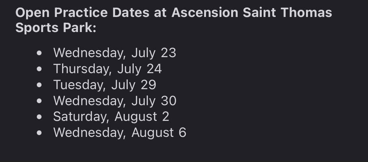 #Titans open practice dates have been announced, which can be claimed first come for served on Wednesday July 9th at  10 am CT