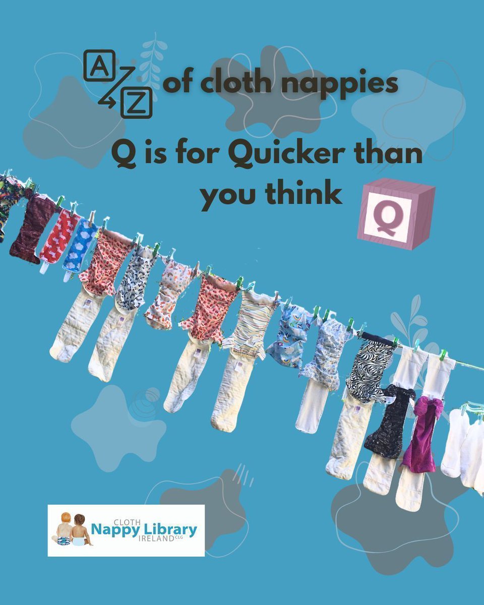 Q is for… Quicker than you think! ☀️💨

What dries quickly?

Microfibre 
Flat nappies &amp; prefolds
All-in-two systems 
Shells without absorbent layers

Tips for faster drying

Dry in sunlight for natural antibacterial &amp; stain removal power ☀️

Separate inserts 

#ClothNappies