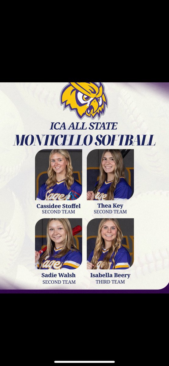StoffelCassidee's tweet image. Super blessed to have such a great season! Thank you to the coaches and players for everything! #AGTG
⭐️2nd team All State
⭐️1st team All Conference
⭐️ Silver Slugger Award
⭐️Ace of the Year Award
@sages_softball @AmyLTudor @CarmynGreenwood @BUMoore @coach_diaz22 @coachakcer…