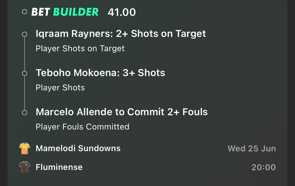 🇿🇦 🇿🇦 The boys final chance at a move to the knockouts! 

Rayners has a SOT in 8/8 games

Mokoena averages over 2 shots per 90 and we were on him last game! On free kicks. 

Allende had 2 fouls in 2 games and will be up against players who have drawn a few fouls this tournament