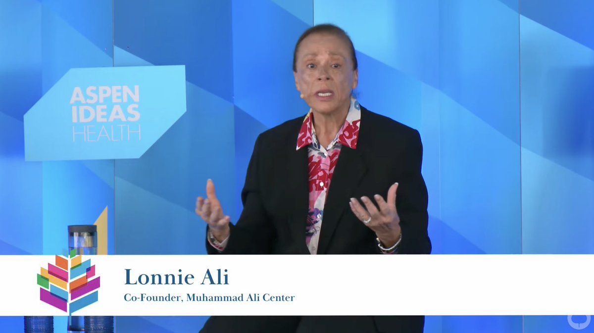 I've had a lifetime of compassion instruction from my husband, Muhammad Ali. He was and is the torchbearer for compassion." - Lonnie Ali on stage at Aspen Ideas: Health discussing #AliCompassion