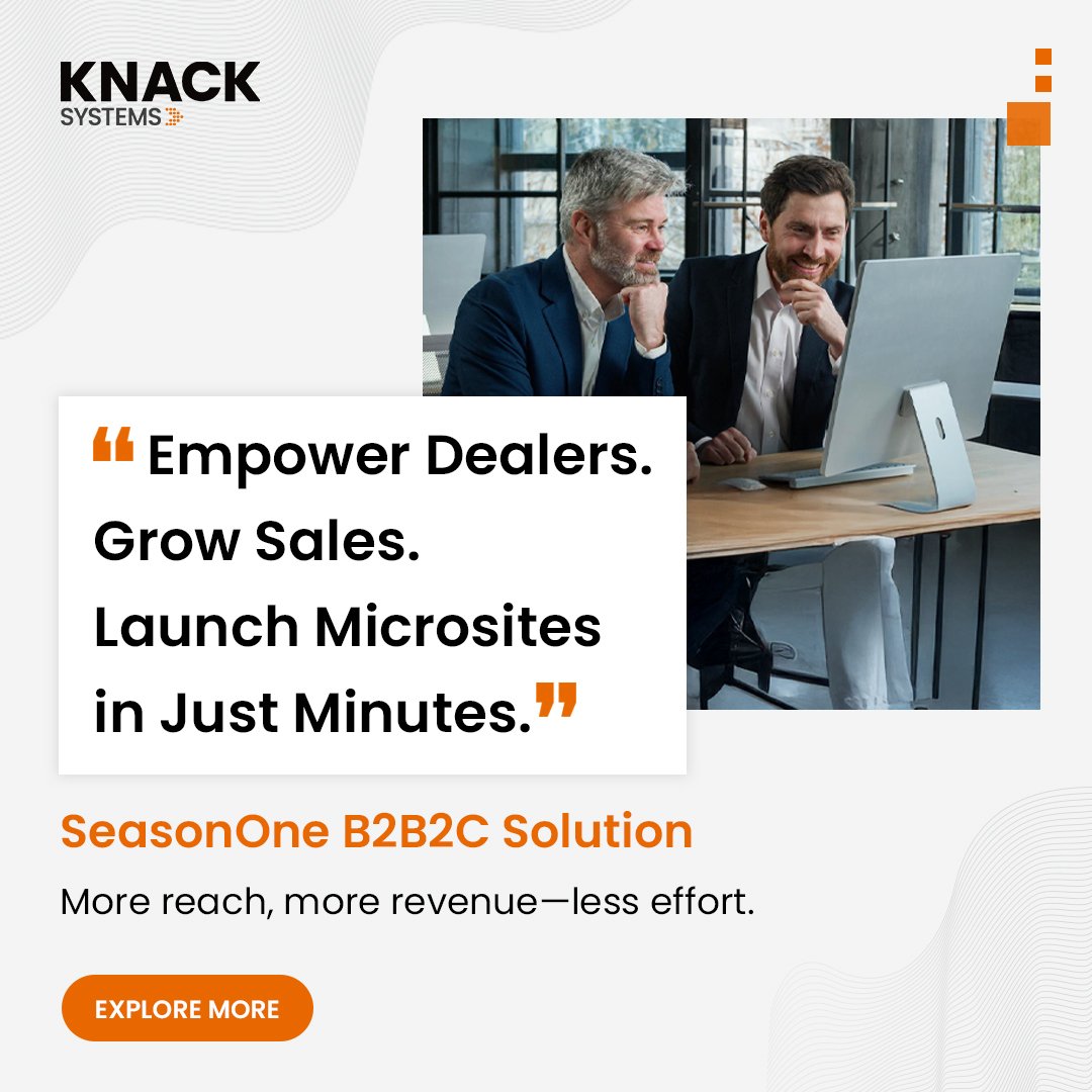 KnackSystems's tweet image. With SeasonOne B2B2C, your channel partners can run promotions, manage pricing, showcase product catalogs, and process orders—all under your brand. Explore SeasonOne: hubs.ly/Q03txSTd0

#B2B2C #DealerEnablement  #DigitalCommerce #KnackSystems #SAPCX #SAPCommerceCloud