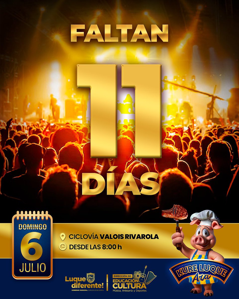 🤩 ¡Faltan solo 11 días para vivir el evento más esperado del país: #KureLuqueÁra2025! 

📍 Te esperamos en la Ciclovía Valois Rivarola
🕗 Desde las 08:00 h

#LuqueDiferente