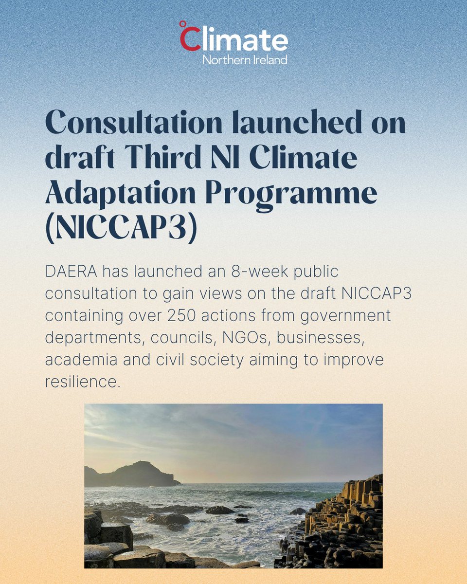 ClimateNI's tweet image. Our June newsletter just dropped! Here are some of this month&apos;s headlines:

🔸The draft third NI Climate Change Adaptation Programme (NICCAP3) consultation is open for 8 weeks - have your say!

🔸On the same note, NI&apos;s first draft Climate Action Plan has been announced and is…