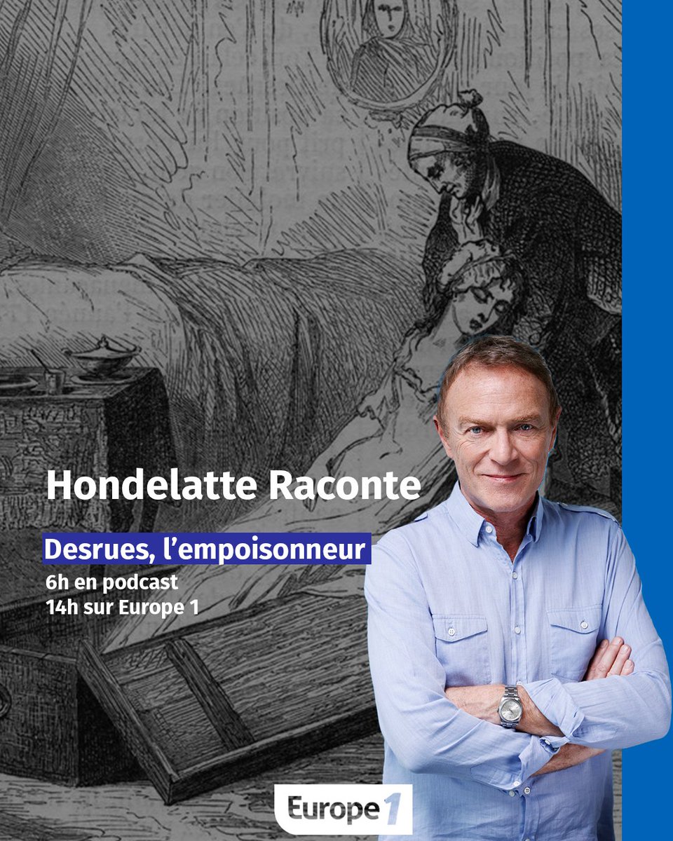 👉Desrues, l’empoisonneur
📍6h en #podcast
📍14h sur <a href="/Europe1/">Europe 1</a>
1759, Antoine-François Desrues 15 ans quitte sa Beauce natale, pour venir apprendre le métier d’épicier à Paris. 
Invité : Bernard Hautecloque, historien
#hondelatteraconte
<a href="/hondelatte/">HONDELATTE</a>