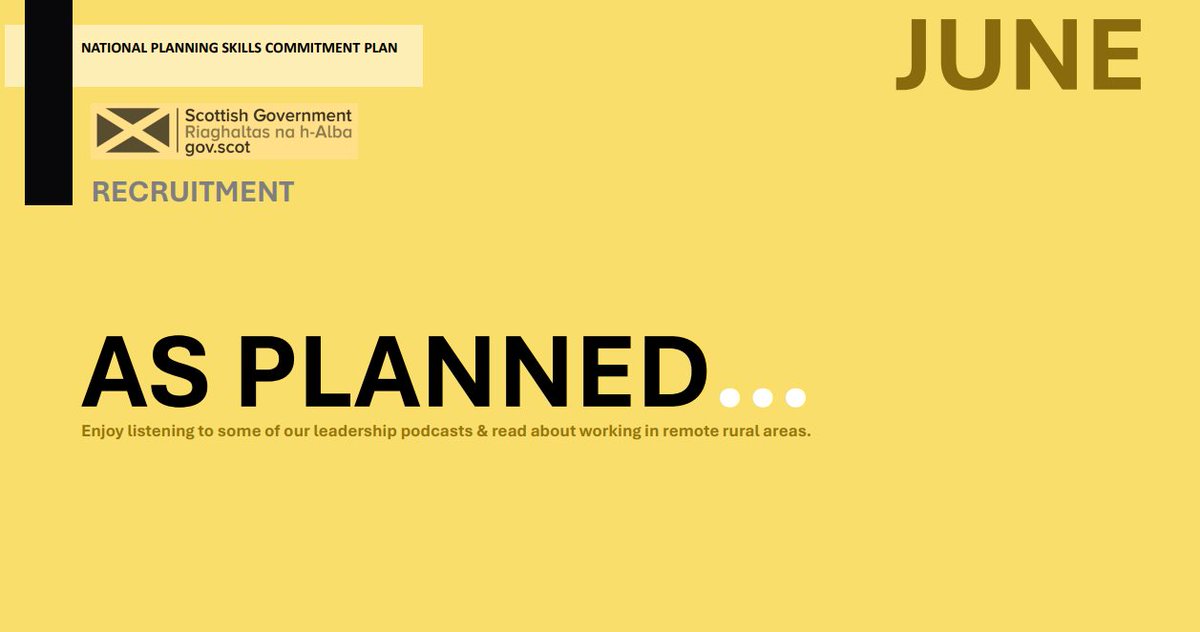 ScotGovPlanning's tweet image. As planned, as part of the National planning Skills Commitment Plan, enjoy listening to some podcasts about leadership from reading about working in remote rural areas plus some other updates! 

Tune in now🎙️lnkd.in/dWAn95rw