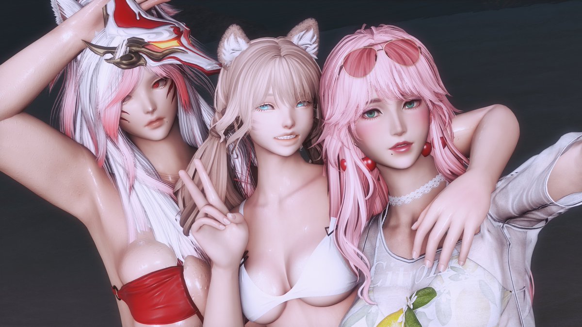 GranolaBrekkie's tweet image. Day 5, everyone's drunk and wet
@Mina_Inverse @helesthetic
#ffxivsummerbash