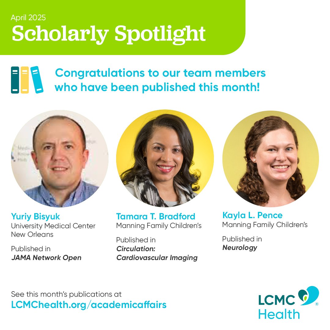 LCMC Health Academic Affairs (@lcmchealthedu) on Twitter photo Kudos to Drs. Bisyuk, Bradford & Pence on April 2025 publications in JAMA Network Open, Circulation & Neurology! 🎉 More: LCMCHealth.org/academicaffairs <a href="/LCMCHealth/">LCMC Health</a> #ScholarlySpotlight Kudos to Drs. Bisyuk, Bradford & Pence on April 2025 publications in JAMA Network Open, Circulation & Neurology! 🎉 More: LCMCHealth.org/academicaffairs <a href="/LCMCHealth/">LCMC Health</a> #ScholarlySpotlight