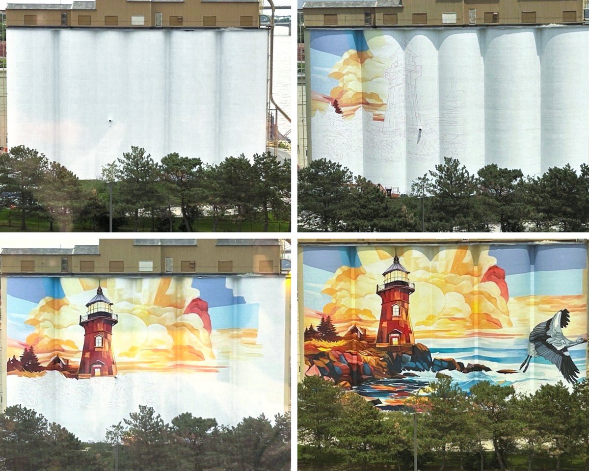 Dean Davis, the lead artist behind the iconic Glass City River Wall Mural, was working on a new project at the Holcim Cement silo over the past couple weeks — and we had a front-row seat to the action! Check it out!