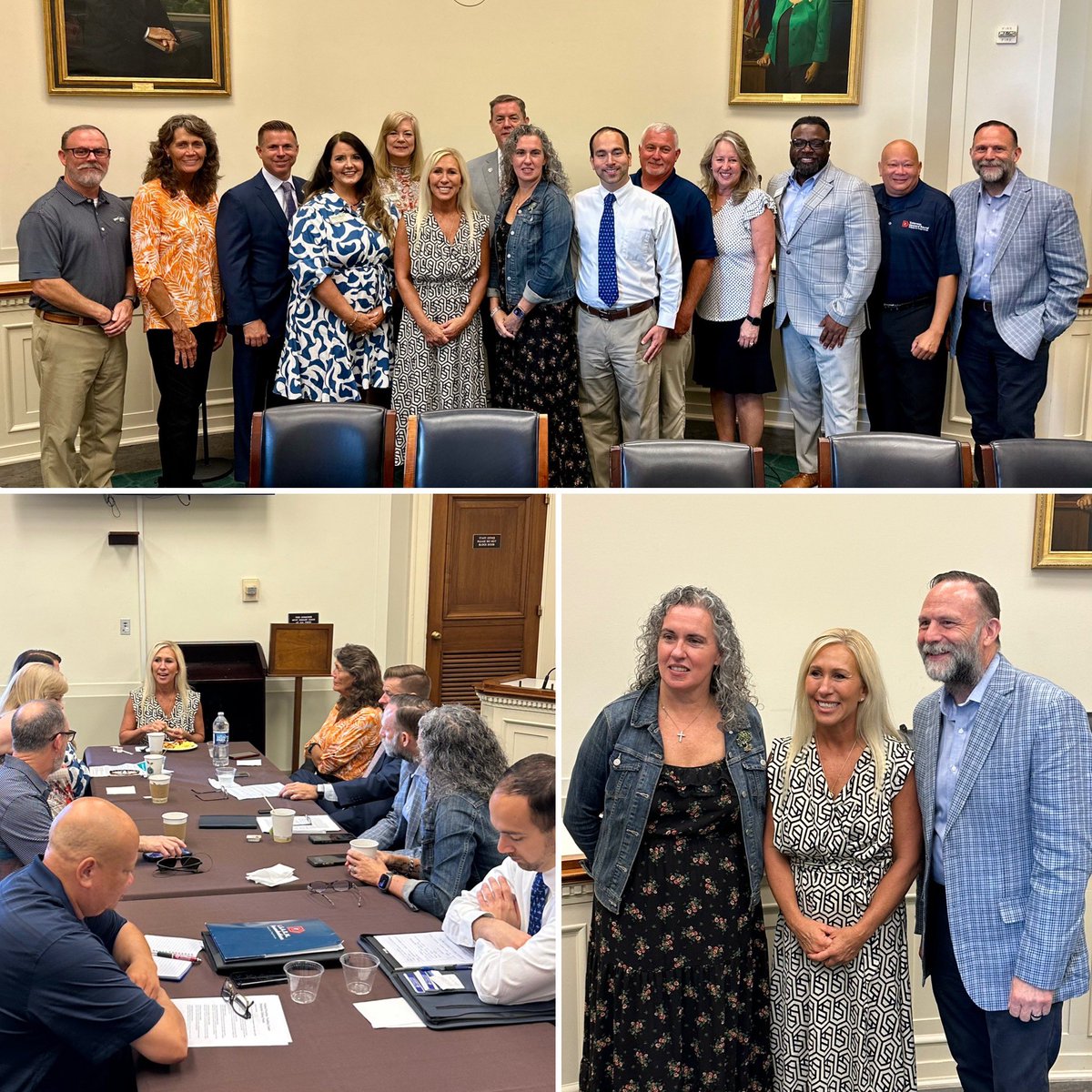 FmrRepMTG's tweet photo. Thank you to the Paulding County Chamber of Commerce for joining me for breakfast on Capitol Hill this morning!

We had great conversations about the local economy, our veterans, and the incredible men and women in law enforcement.

There’s nothing better than a slice of Georgia in D.C.! 🍑