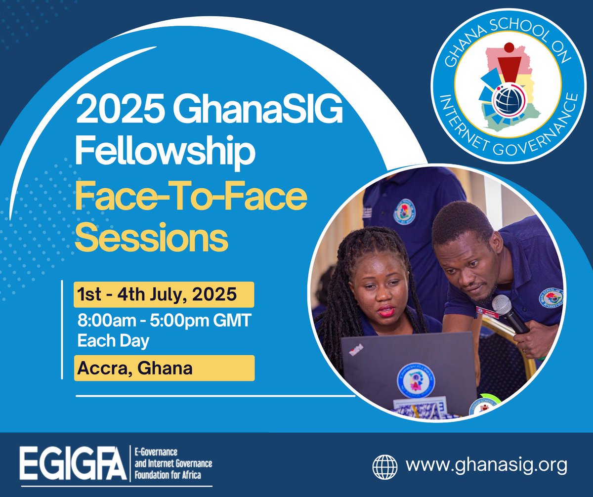 ghanasig's tweet photo. π GhanaSIG Fellowship Face-to-Face Session: Part 2 is Here!
#GhanaSIG #InternetGovernance #DigitalPolicy #GhanaSIGFellows #EGIGFA #CapacityBuilding #TechForGood #InternetLeadership #2025GhanaSIG https://t.co/k8c34AaexJ