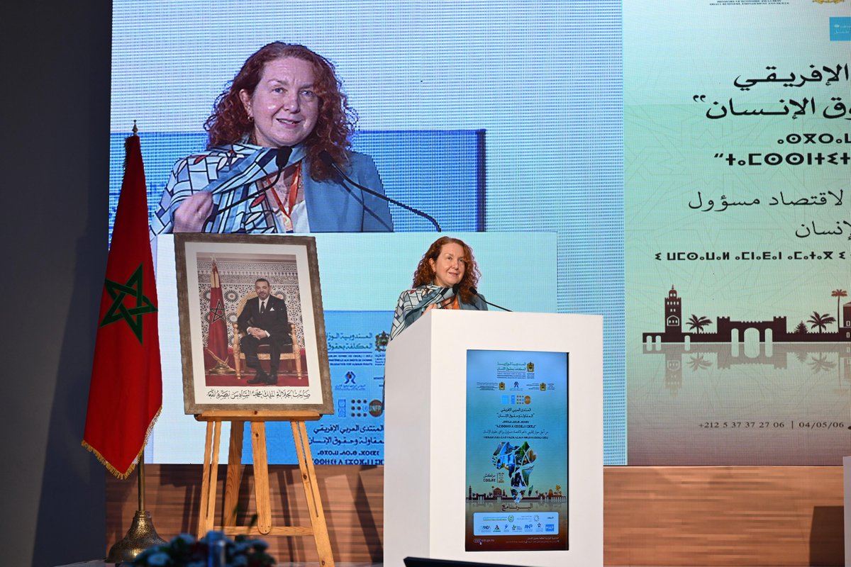 <a href="/AbdallahAldard1/">Abdallah Al Dardari</a> <a href="/UNDPArabStates/">UNDP Arab States</a> 🌍 À #Marrakech, Mme Ilaria Carnevali, Représentante Résidente du <a href="/PNUDMaroc/">PNUD Maroc</a>, a souligné l’urgence de bâtir une économie qui place les droits humains au cœur du développement.
🤝 Le #PNUD réaffirme son engagement aux côtés des États &amp; entreprises pour des pratiques responsables.