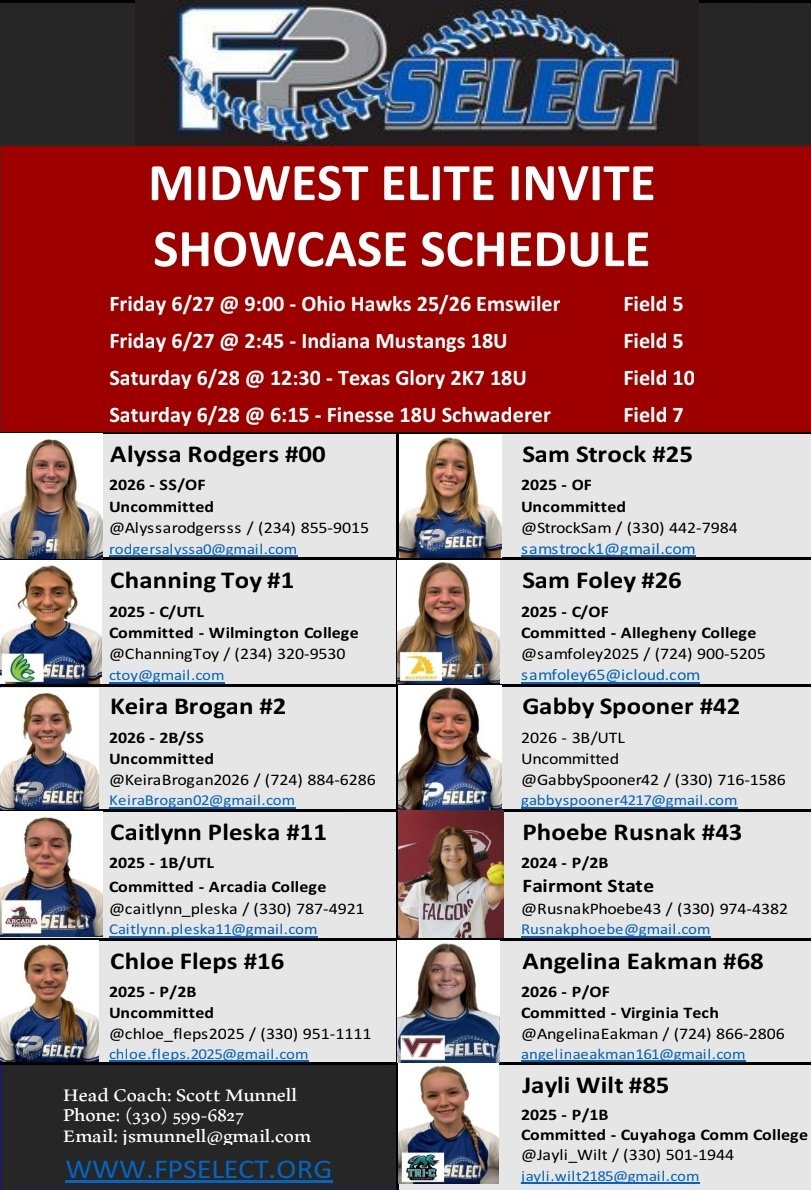 Headed to Marion, OH for the Midwest Elite Invite Showcase this weekend.  We're 14-4 coming off @ShowcaseSheer tournament championship.  <a href="/ExtraInningSB/">EXTRA INNING SOFTBALL</a> <a href="/SBRRetweets/">Softball Recruiting Reposts</a> <a href="/SoftballDown/">Down South Softball</a> <a href="/recruitsoftball/">Softball Recruiting</a> #scheduledrop ⬇️