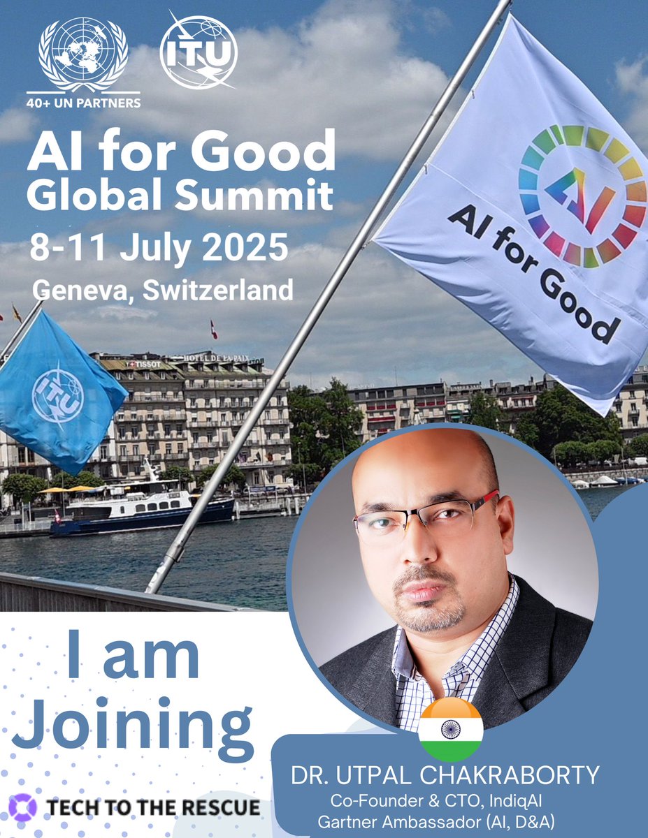 Dr. Utpal Chakraborty (@utpal_bob) on Twitter photo I am excited to join the prestigious United Nations’ ITU <a href="/AIforGood/">AI for Good 🇺🇳 #AIforGood</a> Global Summit 2025” in Geneva, Switzerland, from 8th to 11th July.
It’s a proud moment for us as our personalized learning platform, @VidyaAI , participated in the AI for Good Impact Awards 2025 nomination. I am excited to join the prestigious United Nations’ ITU <a href="/AIforGood/">AI for Good 🇺🇳 #AIforGood</a> Global Summit 2025” in Geneva, Switzerland, from 8th to 11th July.
It’s a proud moment for us as our personalized learning platform, @VidyaAI , participated in the AI for Good Impact Awards 2025 nomination.