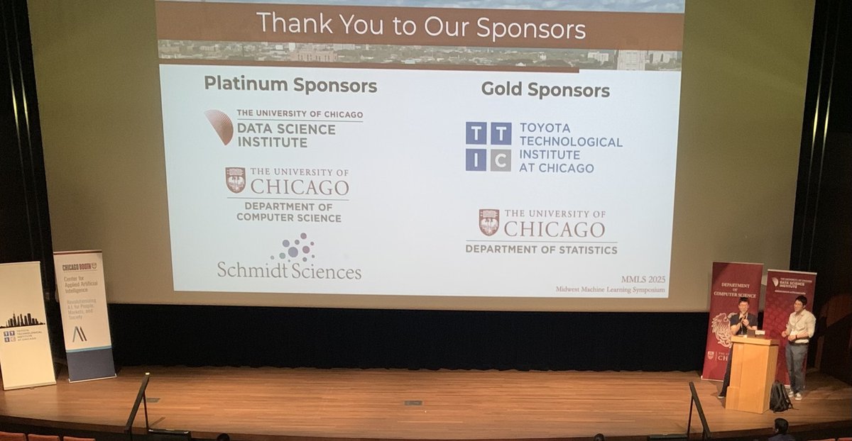 TTIC_Connect's tweet image. TTIC was a proud sponsor of the 2025 Midwest Machine Learning Symposium, hosted at @UChicago this week, with TTIC Research Assistant Professor Tianhao Wang as an invited speaker!