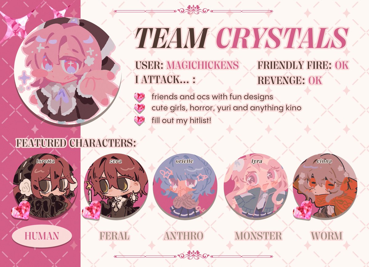 magichickens's tweet image. artfight soon!! i tried my hand at making my own layout for once π©·π©·
πs below